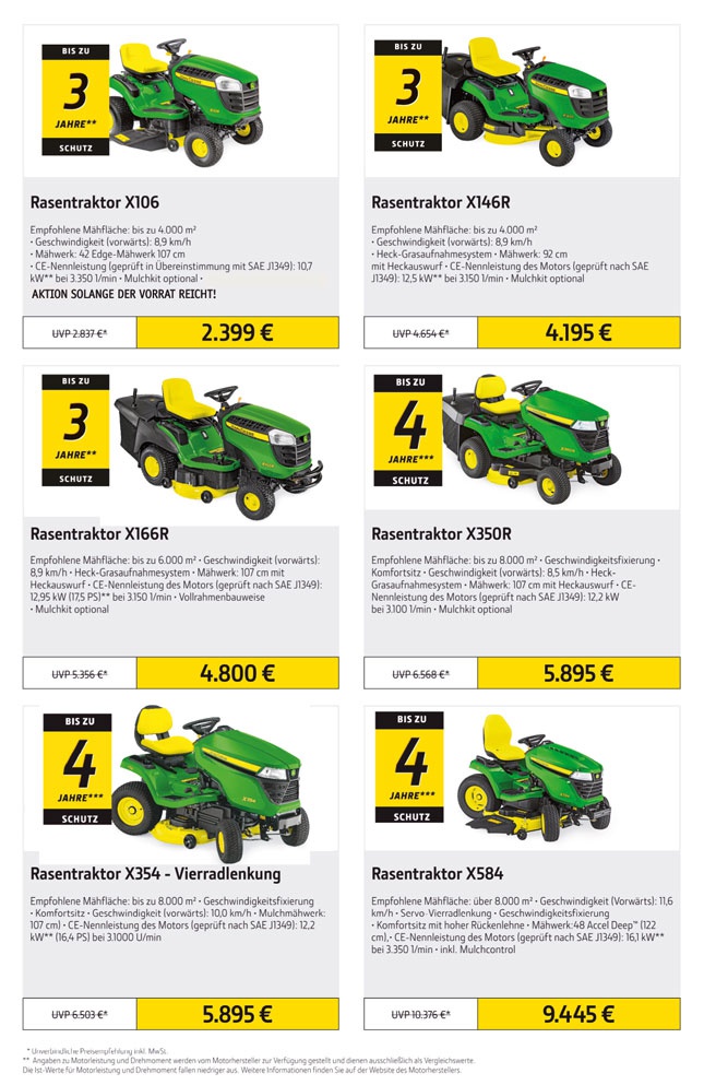 John Deere AufsitzmÃ¤her FrÃ¼hlingsangebote 2020